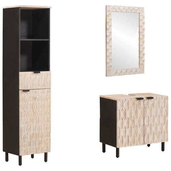 vidaXL Vannitoa komplektid Valge pesu viimistlus Tugev mango puu