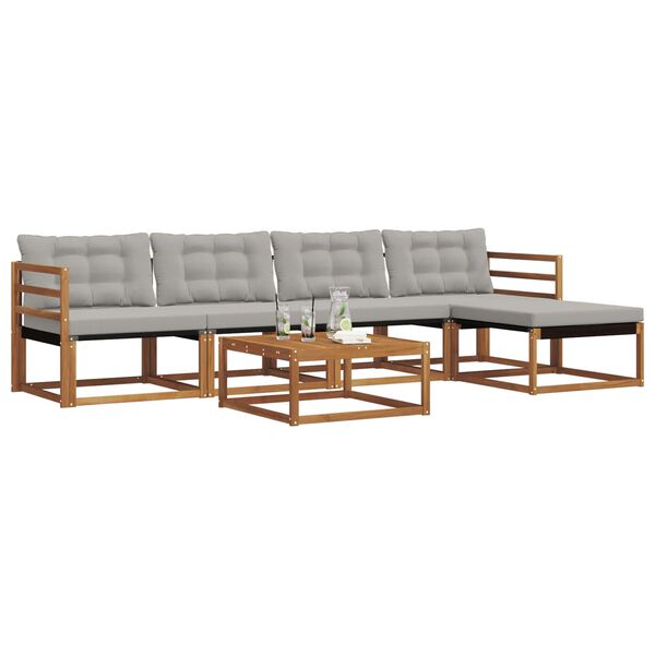 vidaXL V&auml;li diivanikomplekt padjaga 6 pcs Looduslik ja Hele Hall