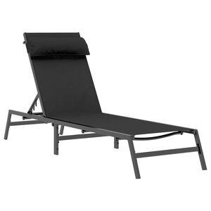 vidaXL Sunlounger 1-isik Must ja Anthracite 197 x 54 x 86 cm Teras