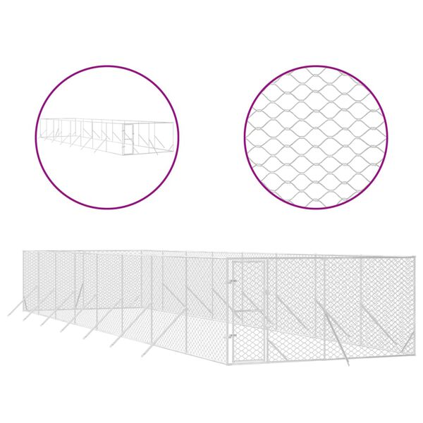 vidaXL &otilde;ue koeraaedik, h&otilde;bedane, 4x16x2 m, tsingitud teras