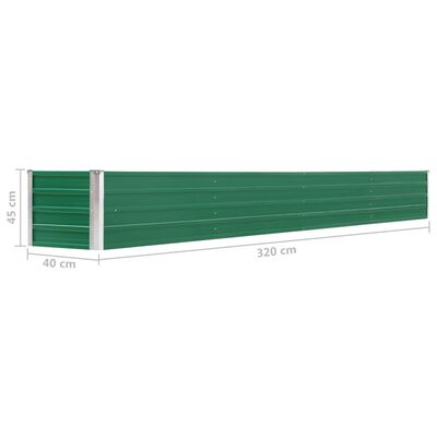 vidaXL taimelava, tsingitud teras, 320 x 40 x 45 cm, roheline