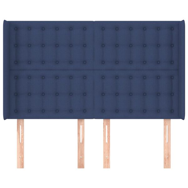 vidaXL voodipeats servadega, sinine, 147x16x118/128 cm, kangas