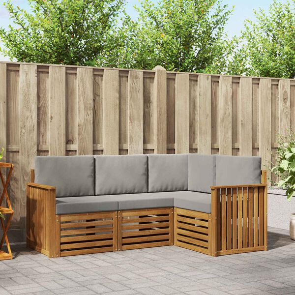 vidaXL Diivanikomplektid 4 pcs Looduslik ja Hele Hall Tugev akatsiapuu