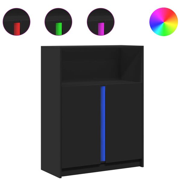 vidaXL puhvetkapp LED-tulega, must, 77 x 34 x 100 cm, tehispuit