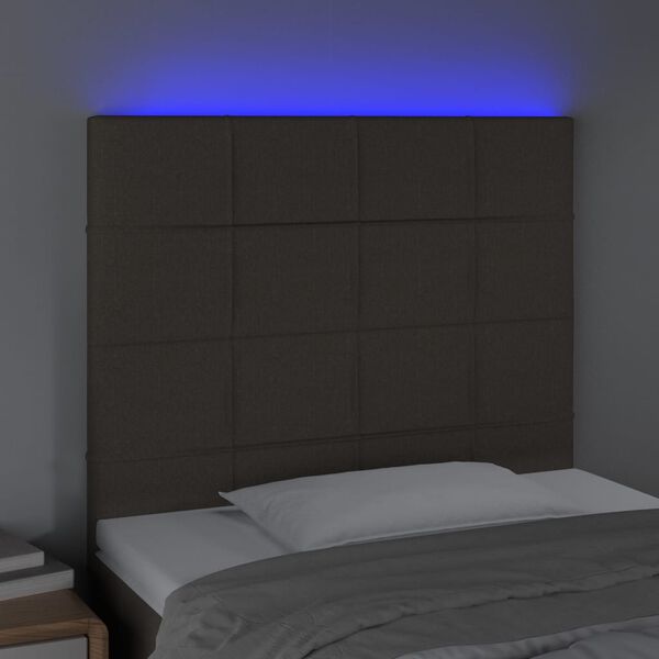 vidaXL LED-voodipeats, pruunikashall, 100x5x118/128 cm, kangas