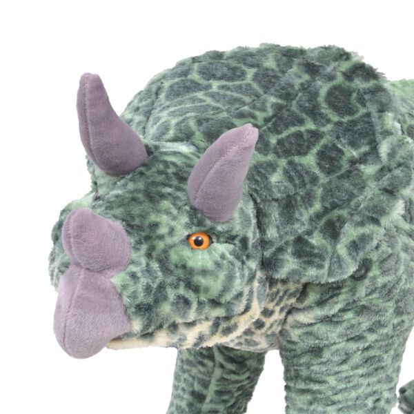 vidaXL seisev triceratops, pl&uuml;&uuml;s, roheline XXL