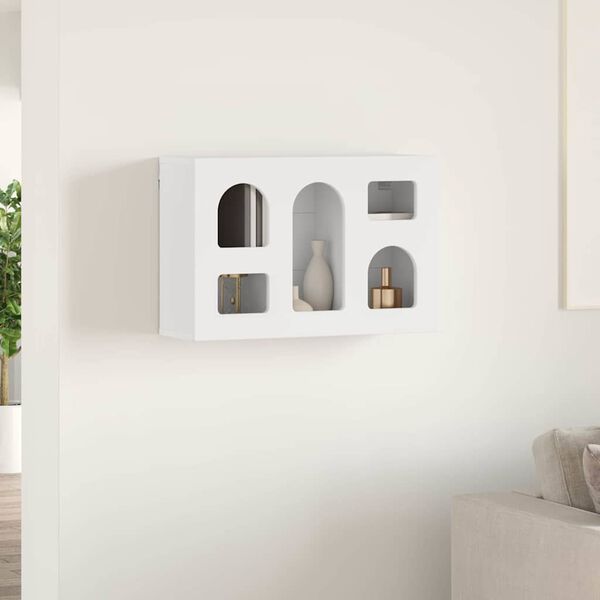 vidaXL Seinakapp riiuliga Valge 60 x 20 x 40 cm Tehispuit