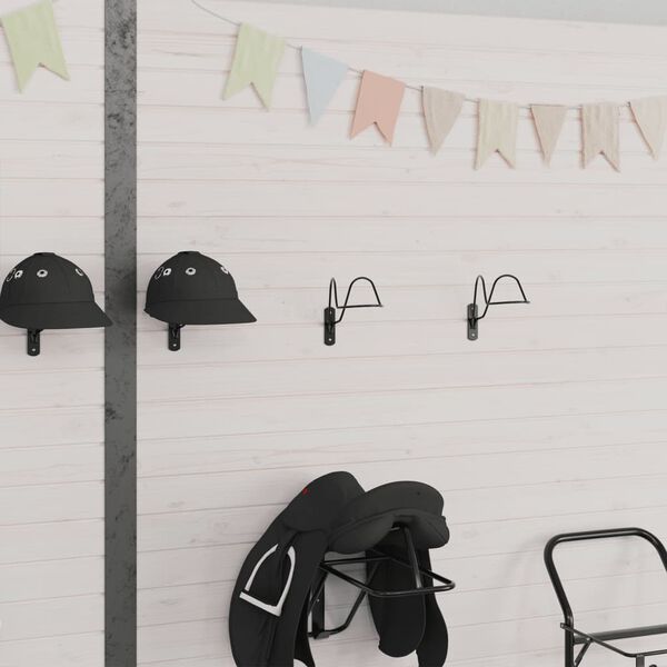 vidaXL seinale kinnitatav ratsutamiskiivri hoidja, must, teras