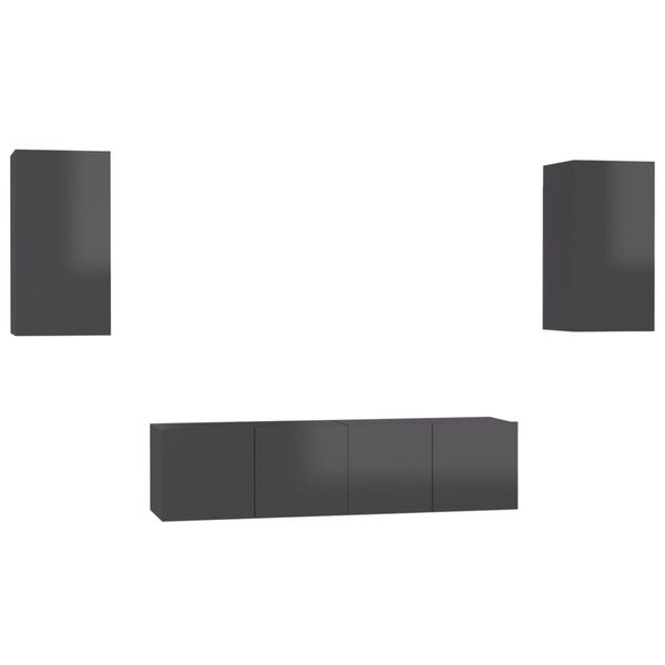 vidaXL 4-osaline telerikappide komplekt, hall, puitlaastplaat