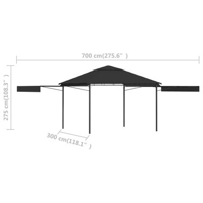 vidaXL varjualune, topeltkatusega, 3x3x2,75 m, antratsiithall, 180 g/m²