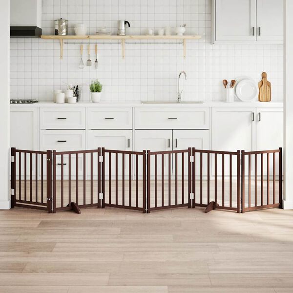 vidaXL kokkupandav koerav&auml;rav uksega, 6 paneeli, pruun tamm, 300 cm