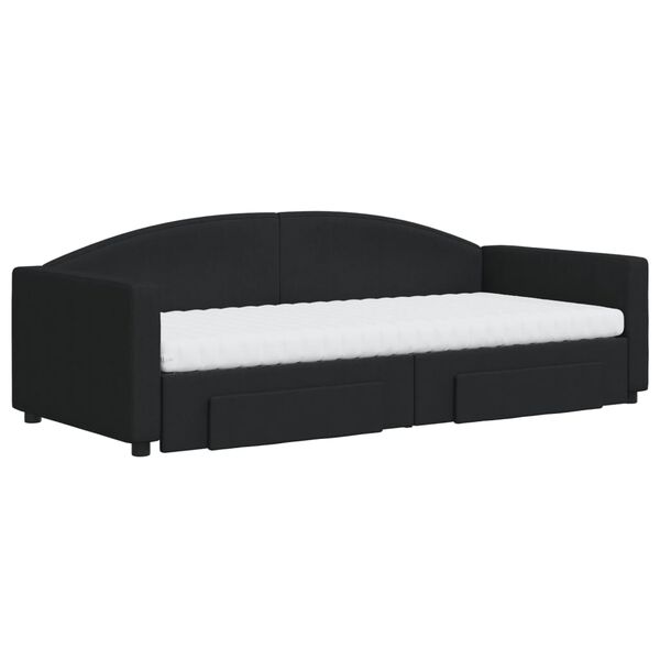 vidaXL diivanvoodi v&auml;ljat&otilde;mmatava osaga, must, 90x200 cm, kangas