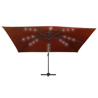 vidaXL konsooldisainiga päikesevari LED-tuledega, terrakota, 400 x 300 cm