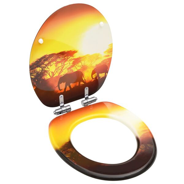 vidaXL WC prill-laud vaikselt sulguv, MDF, savanni disain