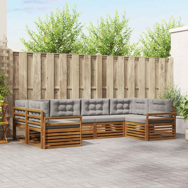 vidaXL V&auml;li diivanikomplekt padjaga 6 pcs Looduslik ja Hele Hall