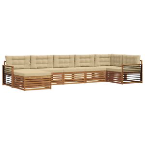 vidaXL Diivanikomplektid 7 pcs Looduslik ja beež Tugev akatsiapuu
