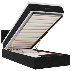 vidaXL Ottomani voodi madratsi ja LED, must, 80x200cm, samet