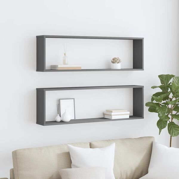 vidaXL kuubikukujulised seinariiulid 2tk hall 100x15x30 puitlaastplaat