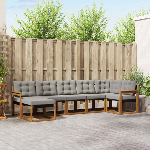 vidaXL V&auml;li diivanikomplekt padjaga 7 pcs Looduslik ja Hele Hall