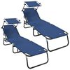 vidaXL Kokkupandav lamamistool 2 pcs Sinine 190 x 57 x 81 cm oxford