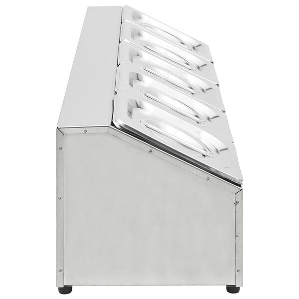 vidaXL toiduplaadi hoidja 5 GN 1/6 panniga, roostevaba teras