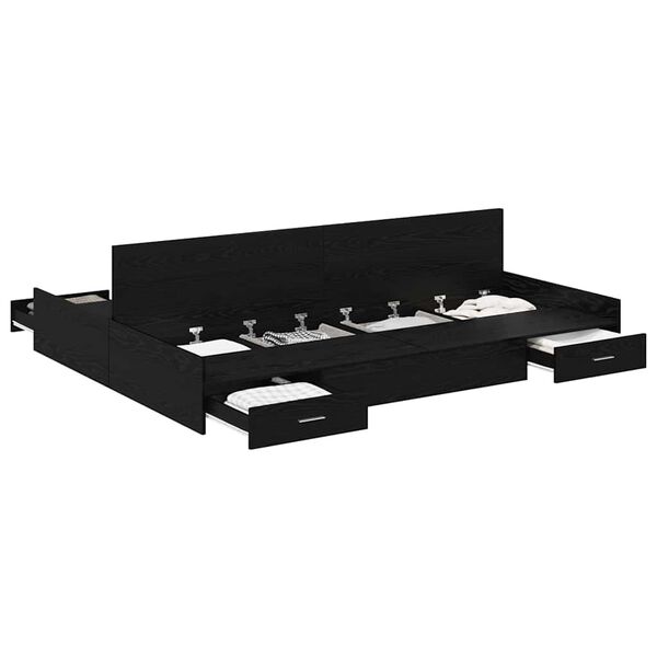 vidaXL Voodi hoiukohaga raam peaga Must tamm 135 x 190 cm Tehispuit