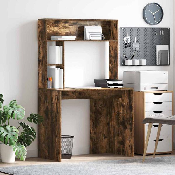 vidaXL Laud riiuliga Suitsetatud tamm 91 x 50 x 149 cm Tehispuit