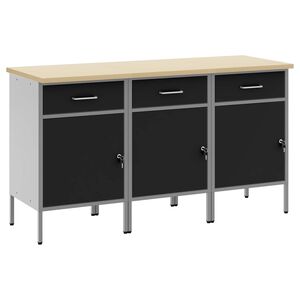 vidaXL T&ouml;&ouml;kapp sahtliga lukuga 3 pcs Must ja Hall 150 x 55 x 85 cm