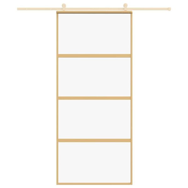 vidaXL liuguks, kuldne, 90x205 cm, l&auml;bipaistev ESG-klaas ja alumiinium