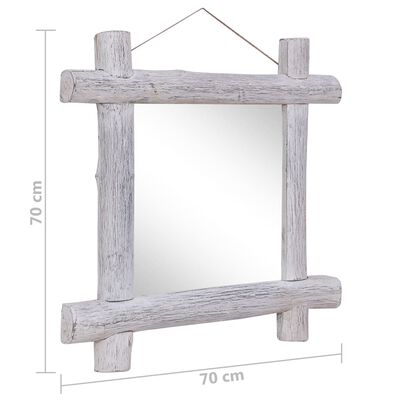 vidaXL puust peegel, valge, 70 x 70 cm, tugev taastatud puit