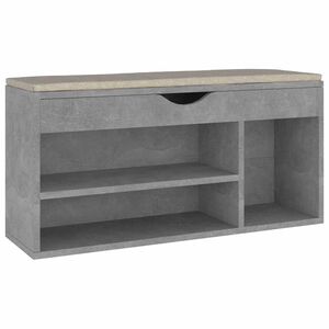 vidaXL jalatsipink padjaga, betoonhall, 104x30x49cm, tehispuit