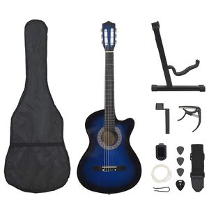 vidaXL 12-osaline klassikalise kitarri komplekt 6 keelega, sinine 38''