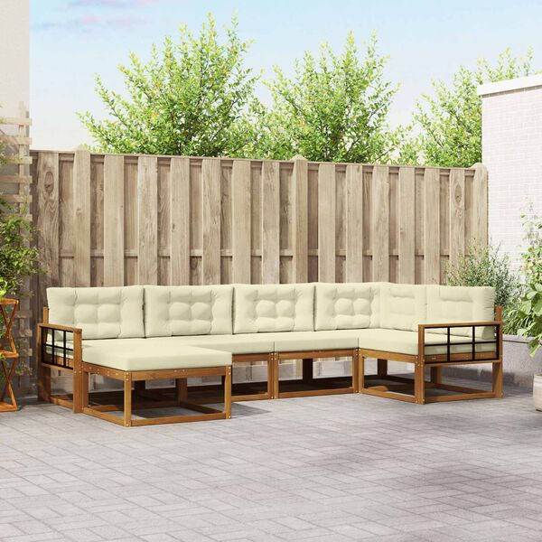 vidaXL V&auml;li diivanikomplekt padjaga 6 pcs Looduslik ja kreem