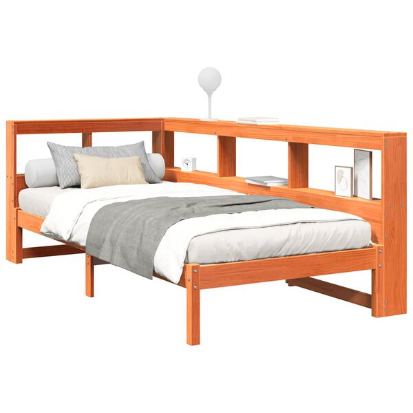 vidaXL riiuliga voodi ilma madratsita, vahapruun, 90x190 cm, m&auml;nnipuit