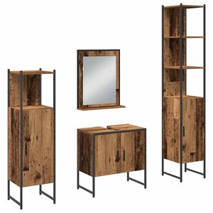 vidaXL Vannitoa m&ouml;&ouml;bleset 4 pcs Pruun 33 x 33 x 185.5 cm Tehispuit