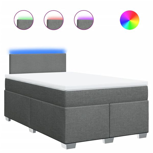 vidaXL kontinentaalvoodi madratsiga, tumehall, 120x200 cm, kangas