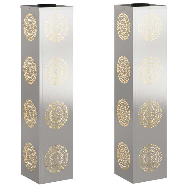 vidaXL P&auml;ikese LED k&auml;igutee tuli 2 pcs H&otilde;bedane Roostevaba teras