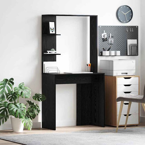 vidaXL Laud riiuliga Must tamm 78,5 x 37 x 154,5 cm Tehispuit