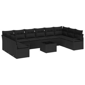 vidaXL Aia Diivanikomplekt padjaga 11 pcs Must pol&uuml;rotang