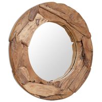 vidaXL peegel, tiikpuu, 80 cm, ümmargune