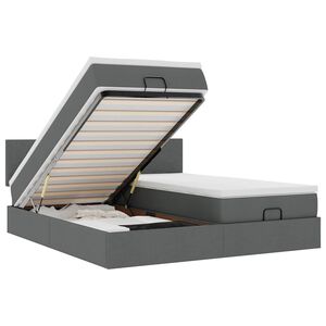 vidaXL Ottomani voodiraam madratsitega, tumehall, 200x200cm, kangas