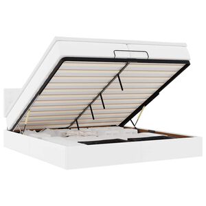 vidaXL ottomani voodiraam madratsiga, puhasvalge, 200x200cm, kunstnahk