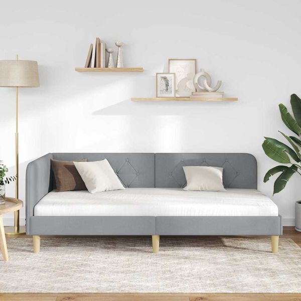 vidaXL Nurgavoodi raam peaga Helehall 90 x 190 cm kangas