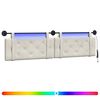 vidaXL Rippuv voodipeats LED-valgustusega Kreemjas Samet