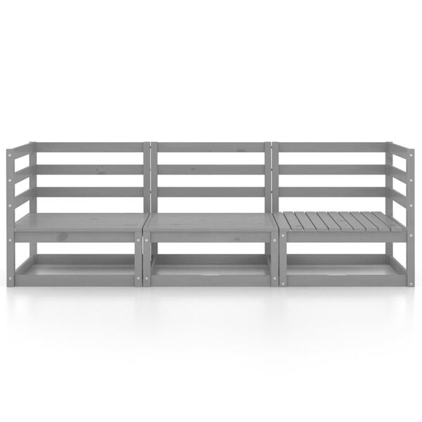 vidaXL 3-osaline aiadiivan, hall, toekas männipuit