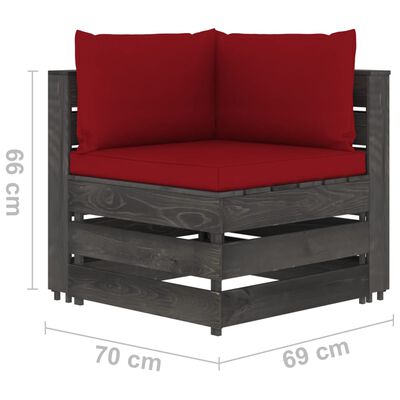 vidaXL 8-osaline aiamööbli komplekt istmepatjadega hall immutatud puit