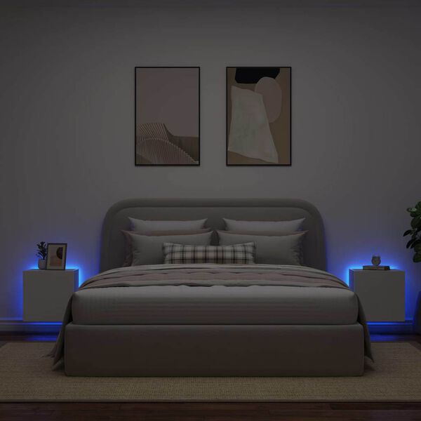 vidaXL teleri seinakapid LED-tuledega 2 tk, valge, 40,5 x 35 x 40 cm