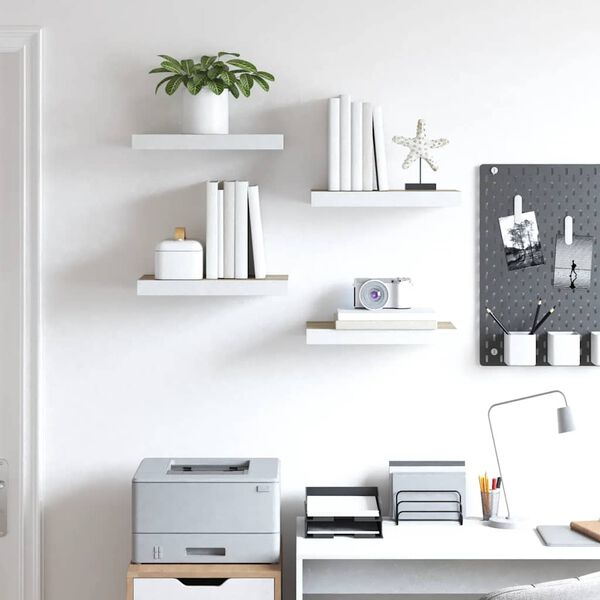 vidaXL seinariiulid, 4 tk, tamm ja valge, 40 x 23 x 3,8 cm MDF