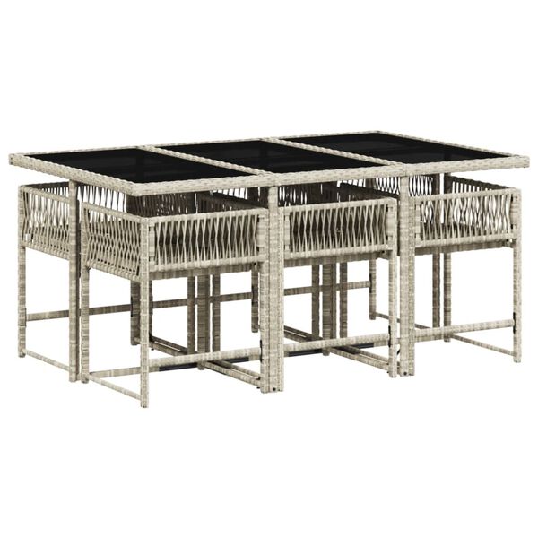 vidaXL 7-osaline aiam&ouml;&ouml;bli komplekt patjadega, helehall, pol&uuml;rotang