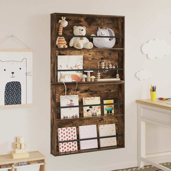 vidaXL Ajakirja riiul 2 pcs Suitsetatud tamm 80 x 12 x 70 cm Tehispuit